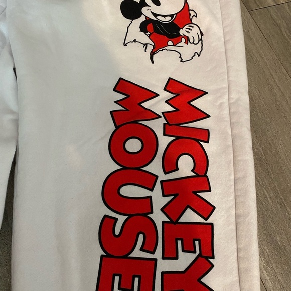 Women's Disney Mickey Mouse Sweatpants Joggers Small 3/5 White Pockets - Picture 3 of 7